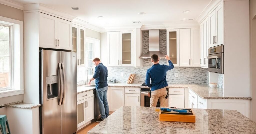 Best handyman services members redecorating a kitchen.